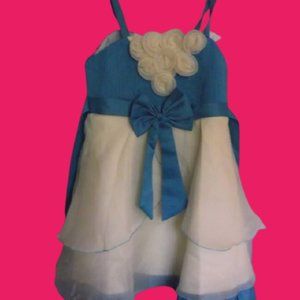 White & Blue Wedding Flower Girl Party Dress Size Girl Size 6-7  NWT New